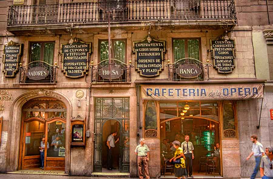 Cafè de l'Òpera en La Rambla de Barcelona